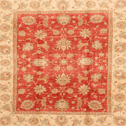 Square Machine Washable Abstract Scarlet Red Rug, wshabs3987