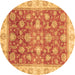 Round Oriental Brown Traditional Rug, abs3987brn