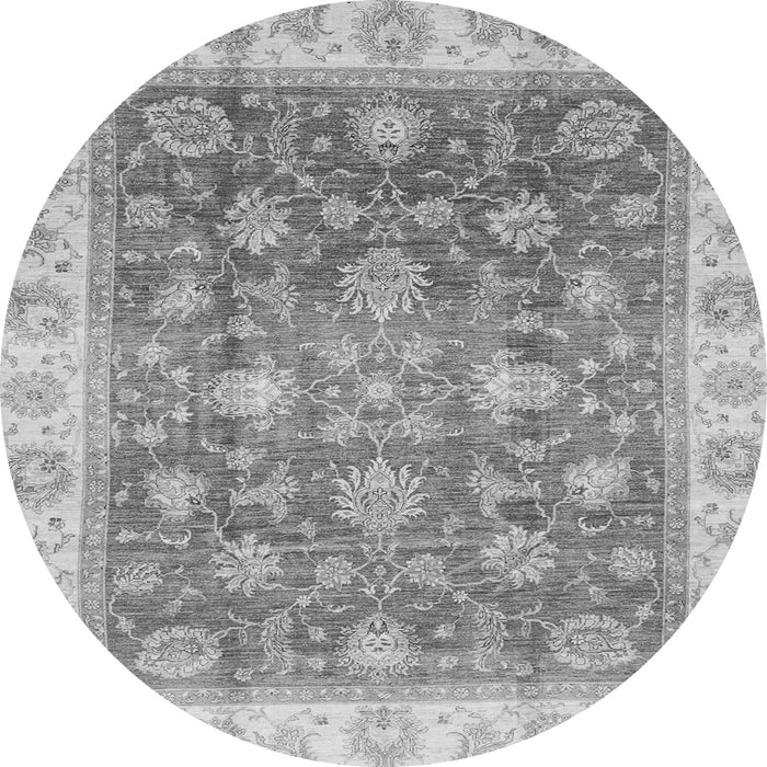 Round Machine Washable Oriental Gray Traditional Rug, wshabs3987gry