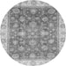 Round Machine Washable Oriental Gray Traditional Rug, wshabs3987gry