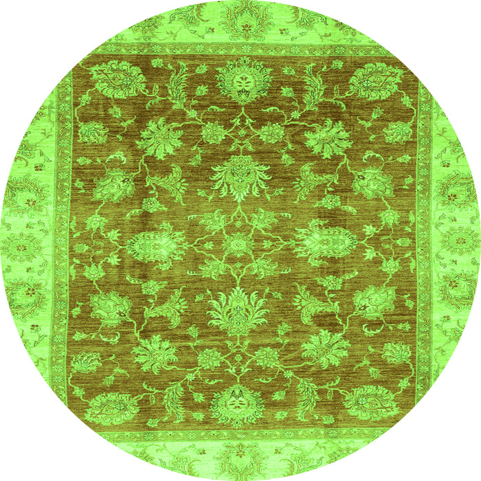 Round Oriental Green Traditional Rug, abs3987grn