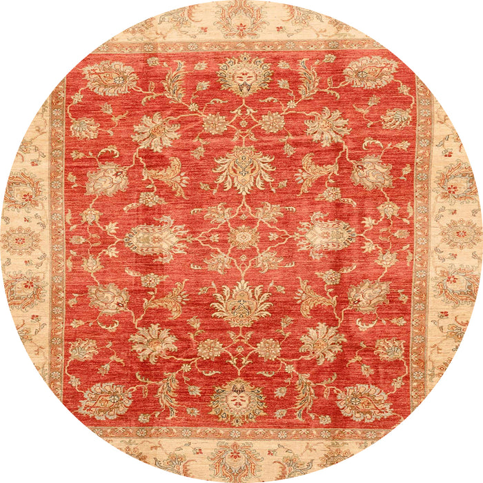 Round Abstract Scarlet Red Oriental Rug, abs3987