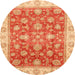 Round Abstract Scarlet Red Oriental Rug, abs3987