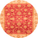 Round Oriental Orange Traditional Rug, abs3987org