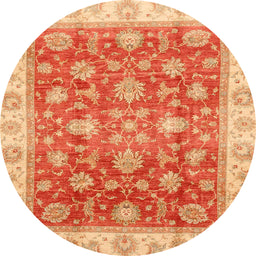 Round Machine Washable Abstract Scarlet Red Rug, wshabs3987