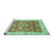 Sideview of Machine Washable Oriental Turquoise Traditional Area Rugs, wshabs3987turq