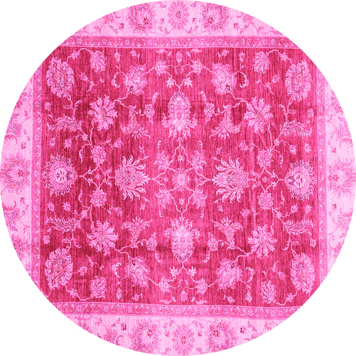 Round Oriental Pink Traditional Rug, abs3987pnk