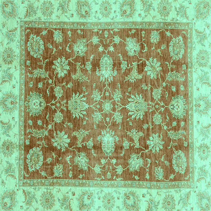 Square Oriental Turquoise Traditional Rug, abs3987turq