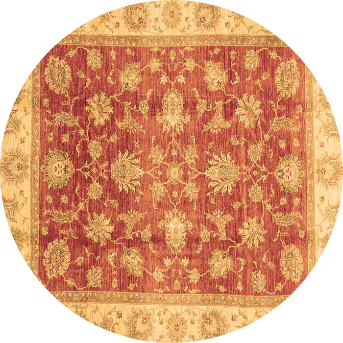 Round Machine Washable Oriental Brown Traditional Rug, wshabs3987brn