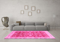 Machine Washable Oriental Pink Traditional Rug, wshabs3987pnk