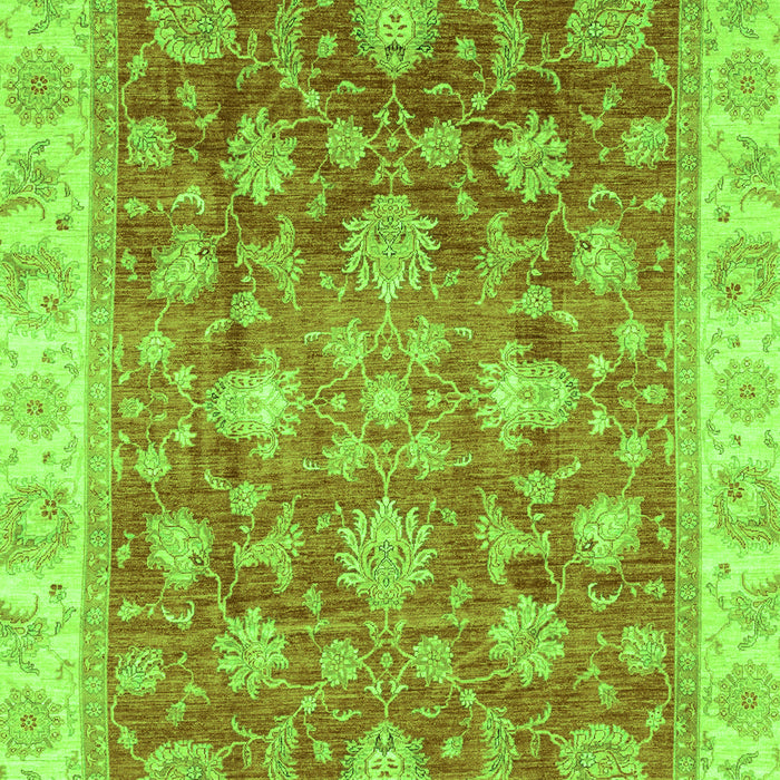 Machine Washable Oriental Green Traditional Area Rugs, wshabs3987grn