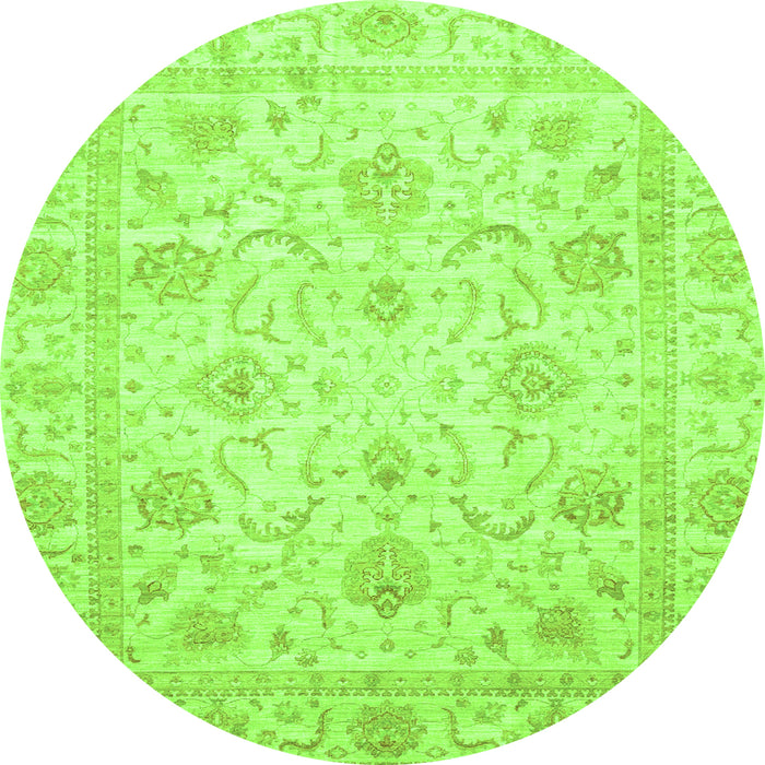 Round Oriental Green Traditional Rug, abs3988grn