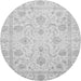 Round Machine Washable Oriental Gray Traditional Rug, wshabs3988gry