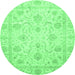 Round Oriental Emerald Green Traditional Rug, abs3988emgrn