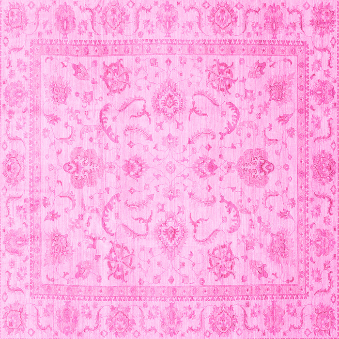 Square Machine Washable Oriental Pink Traditional Rug, wshabs3988pnk