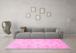 Machine Washable Oriental Pink Traditional Rug in a Living Room, wshabs3988pnk