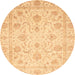 Round Abstract Orange Oriental Rug, abs3988