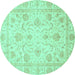 Round Oriental Turquoise Traditional Rug, abs3988turq