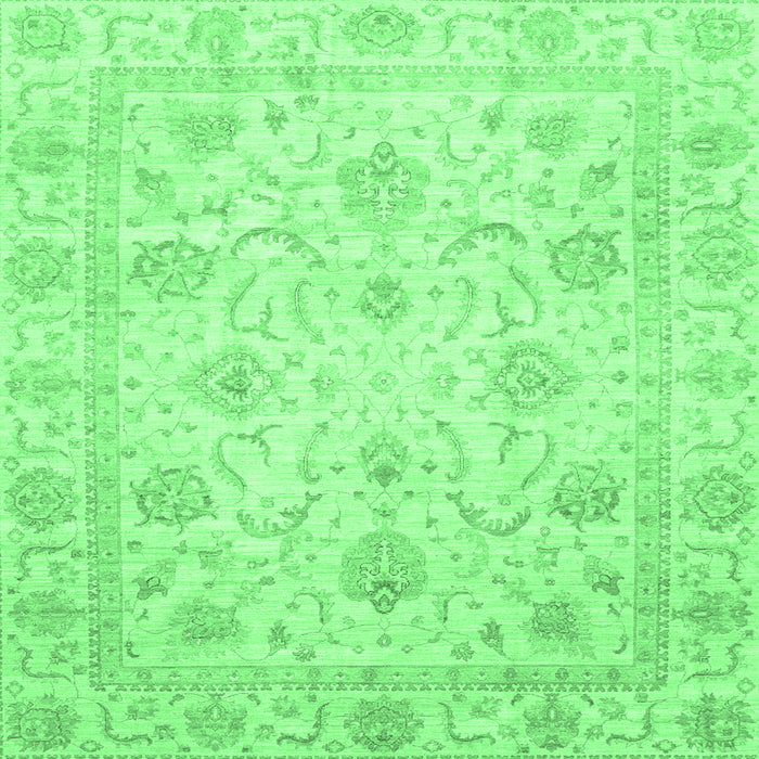 Square Machine Washable Oriental Emerald Green Traditional Area Rugs, wshabs3988emgrn