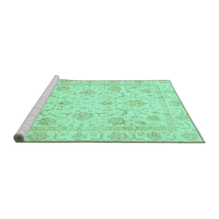 Sideview of Machine Washable Oriental Turquoise Traditional Area Rugs, wshabs3988turq