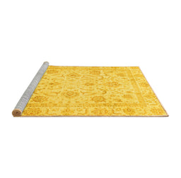 Sideview of Machine Washable Oriental Yellow Traditional Rug, wshabs3988yw
