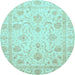 Round Oriental Light Blue Traditional Rug, abs3988lblu