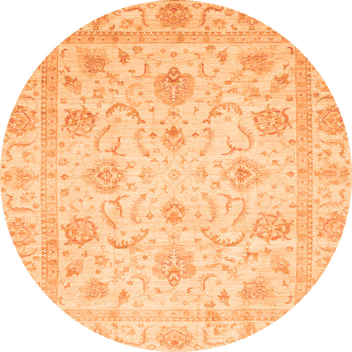 Round Oriental Orange Traditional Rug, abs3988org