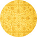 Round Oriental Yellow Traditional Rug, abs3988yw