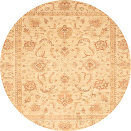 Round Machine Washable Abstract Orange Rug, wshabs3988