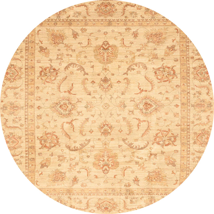 Round Machine Washable Abstract Orange Rug, wshabs3988