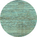 Round Machine Washable Abstract Light Blue Modern Rug, wshabs3989lblu