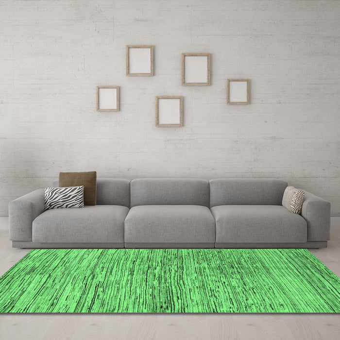 Machine Washable Abstract Emerald Green Modern Area Rugs in a Living Room,, wshabs3989emgrn