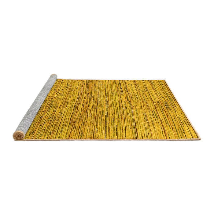 Sideview of Machine Washable Abstract Yellow Modern Rug, wshabs3989yw
