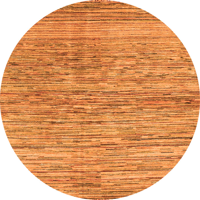 Round Machine Washable Abstract Orange Modern Area Rugs, wshabs3989org