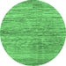 Round Abstract Emerald Green Modern Rug, abs3989emgrn