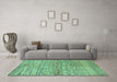 Machine Washable Abstract Turquoise Modern Area Rugs in a Living Room,, wshabs3989turq