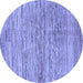 Round Abstract Blue Modern Rug, abs3989blu