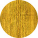 Round Machine Washable Abstract Yellow Modern Rug, wshabs3989yw