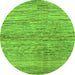 Round Abstract Green Modern Rug, abs3989grn