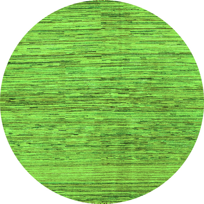 Round Machine Washable Abstract Green Modern Area Rugs, wshabs3989grn