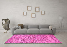 Machine Washable Abstract Pink Modern Rug in a Living Room, wshabs3989pnk