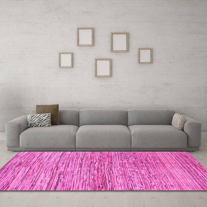 Machine Washable Abstract Pink Modern Rug in a Living Room, wshabs3989pnk