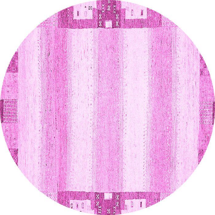 Round Machine Washable Solid Pink Modern Rug, wshabs398pnk