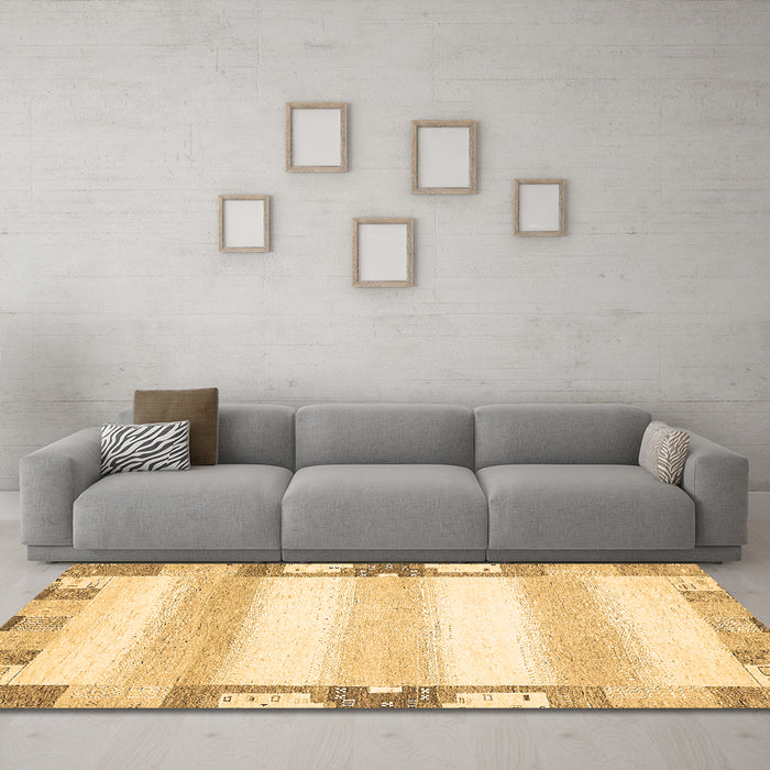 Machine Washable Solid Brown Modern Rug in a Living Room,, wshabs398brn