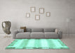 Machine Washable Solid Turquoise Modern Area Rugs in a Living Room,, wshabs398turq