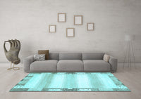 Machine Washable Solid Light Blue Modern Rug, wshabs398lblu