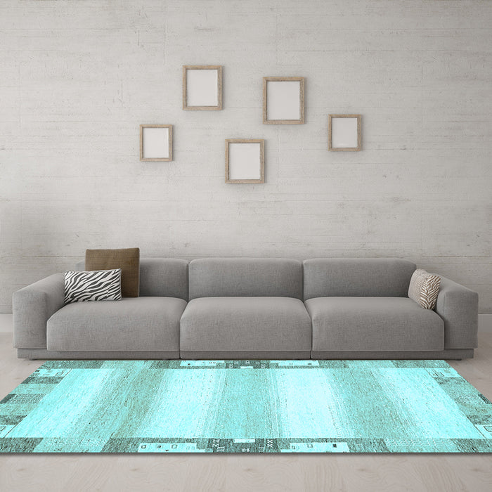 Machine Washable Solid Light Blue Modern Rug in a Living Room, wshabs398lblu