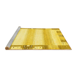 Sideview of Machine Washable Solid Yellow Modern Rug, wshabs398yw