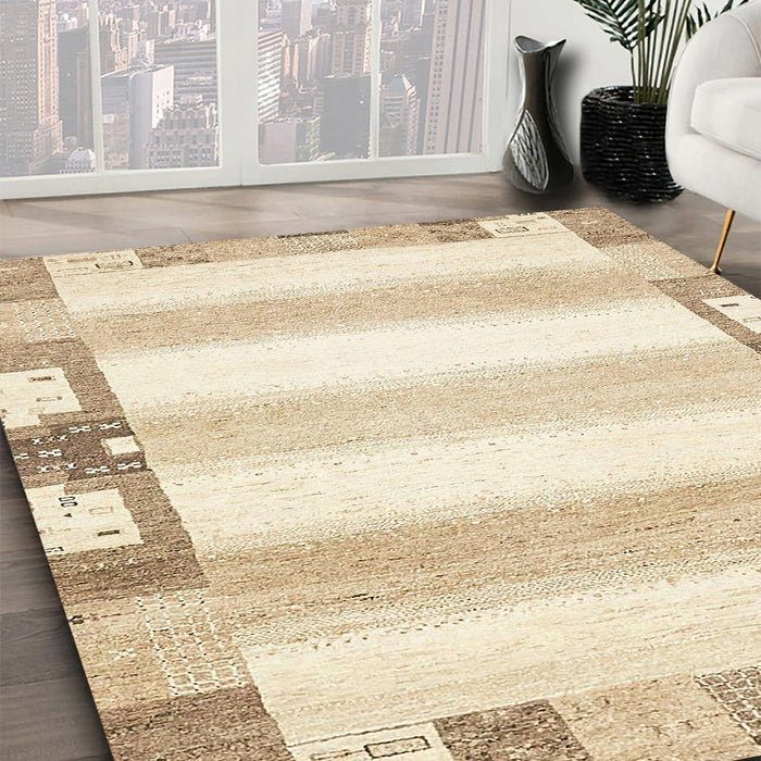 Machine Washable Abstract Brown Sand Brown Rug in a Family Room, wshabs398