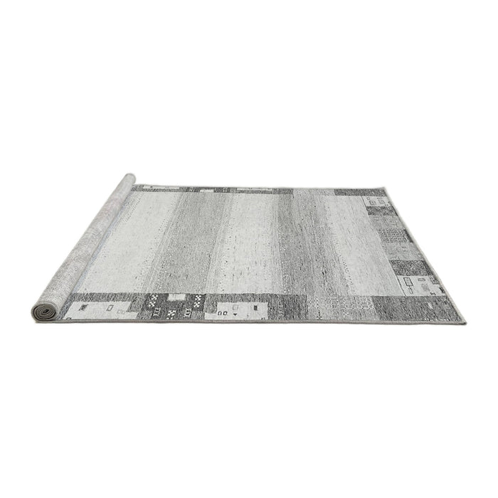 Sideview of Machine Washable Solid Gray Modern Rug, wshabs398gry